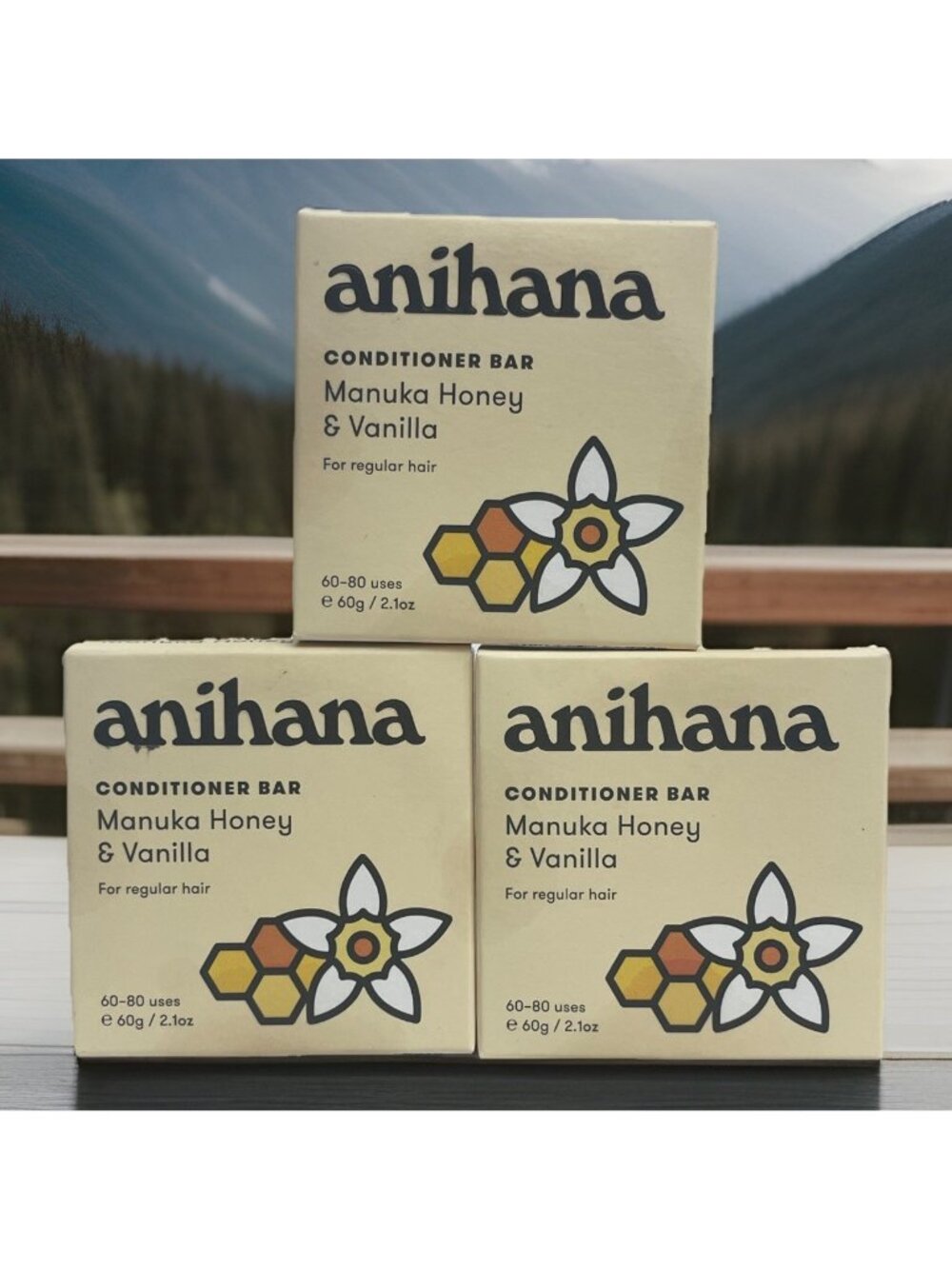 3 X Anihana Manuka Honey Vanilla Conditioner Bar 2.1 oz Eco-Friendly Hair Care